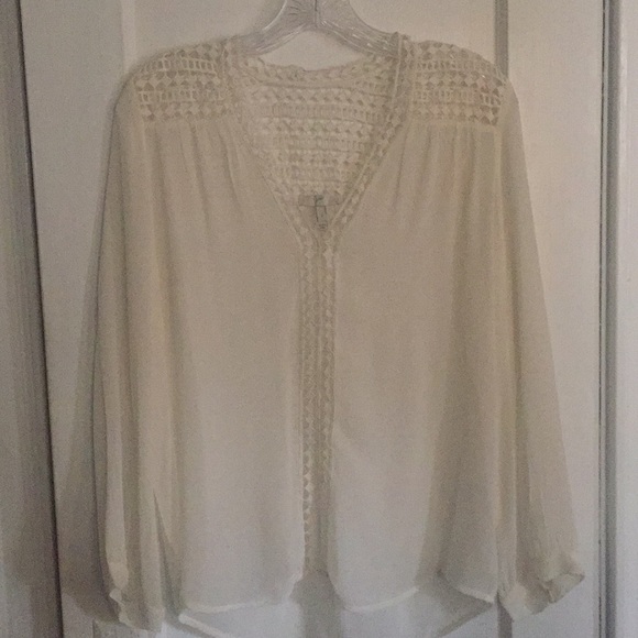 Joie Tops - Joie silk blouse with lace inserts, Porcelain SZ S
